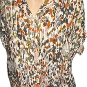 beachlunchlounge Women's Abstract Button Down Shirt in Earth Tones